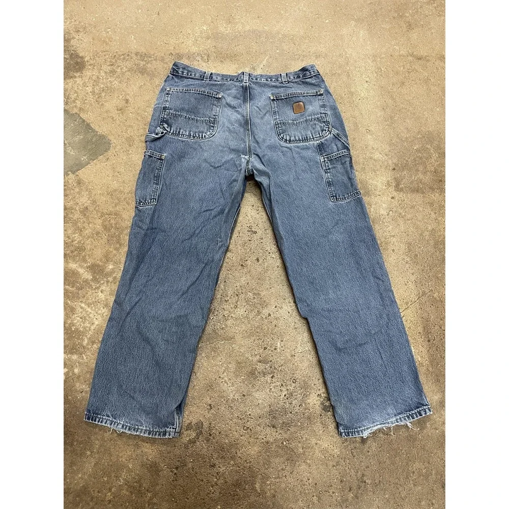 Carhartt B17DPS Jeans Mens 38x30 Stone‎ Wash Blue Relaxed Fit Straight Leg